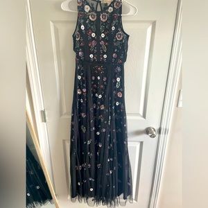 Chelsea & Violet Black embellish dress with sequin flowers. Size 0